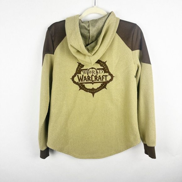 Blizzard World Of Warcraft Full Zip Hoodie Sweater Size Medium Embroidered Brown - Picture 7 of 9